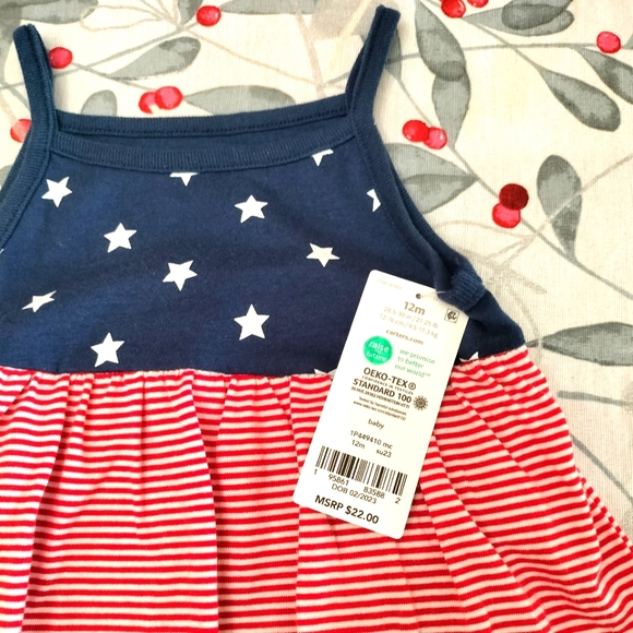Baby Girls Americana Flag Print Sleeveless Sunsuit, NEW - Picture 3 of 6
